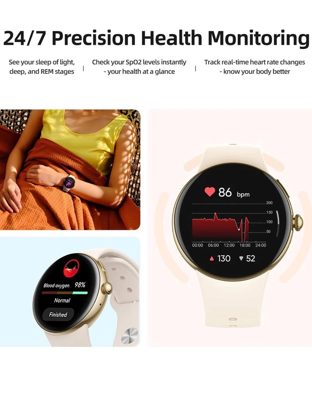 NIB Smart Watch Fitness Tracker,Answer/Make Calls,2 Bands,Health Monitor,iOS/And